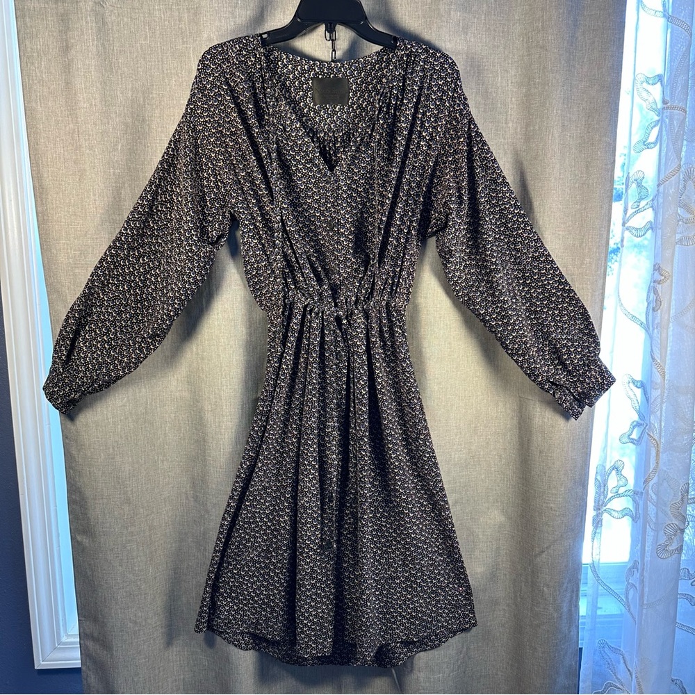 No. 6 Store 100% Silk Printed Dress Size 2 Boho Long Sleeve Cinched Waist